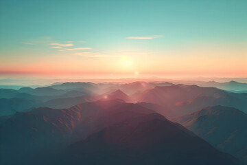 Sunrise Over Mountain Ranges - Digital Illustration
