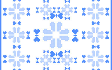 seamless pattern white blue background with flowers heart textile texture decorative