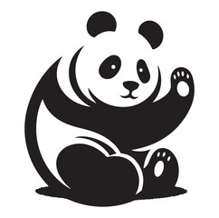 Minimal panda silhouette vector icon on a white background.