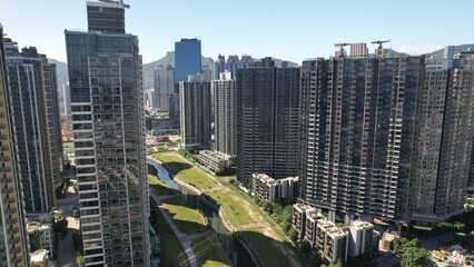 Fototapeta premium the scenery of dense housing in Hong Kong, new developing area in Kai Tak. 