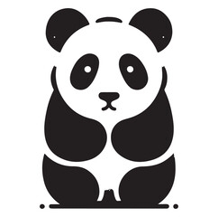 Minimal panda silhouette vector icon on a white background.