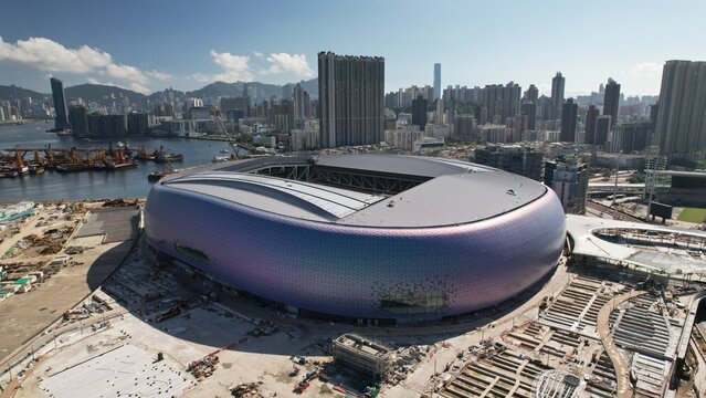 Hong Kong August 4: the new built stadium, part of the infrastructure of kai tak sport park