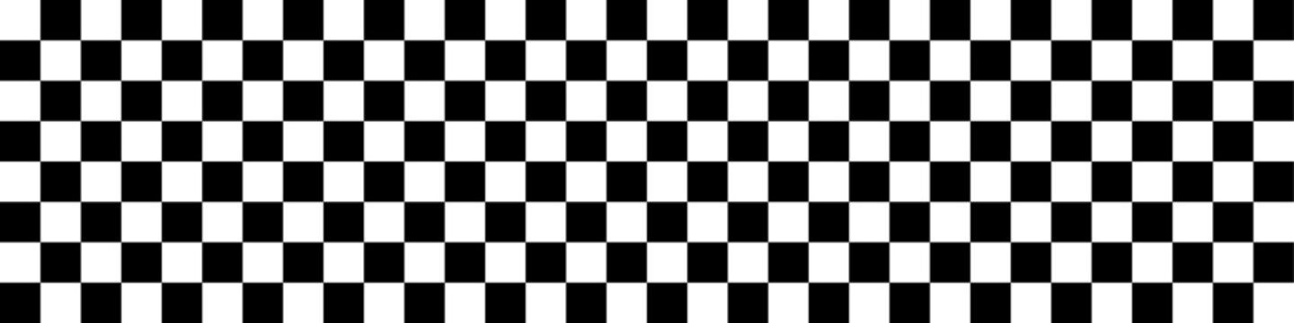 Black and white chess pattern. Checkerboard seamless vector illustration. Abstract checkered checkerboard for game. Grid geometric rectangle shape. Race flag. Retro mosaic floor