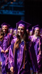 Obraz premium High School Graduates Receiving College Acceptance Letters in Celebratory Caps and Gowns