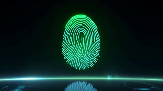 Fingerprint identification scan. Digital security safe data concept. Finger print for entrance. Biometric collection. Identity scanner. Electronic authorization. Id authorization check. Verification.