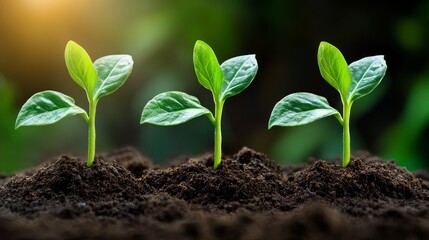 young plant growing in eco-friendly soil sunlight filtering through more clarity with clear light and sharp focus high detailed