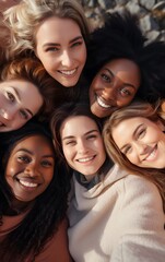 Fototapeta premium Close Friends Smiling and Hugging Outdoors