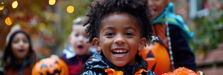 Children having fun at a Halloween celebration
