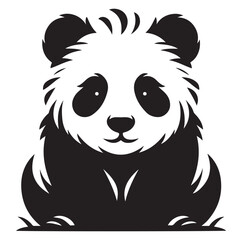 Minimal panda silhouette vector icon on a white background.