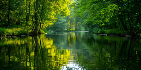 Forest River Reflection Photo