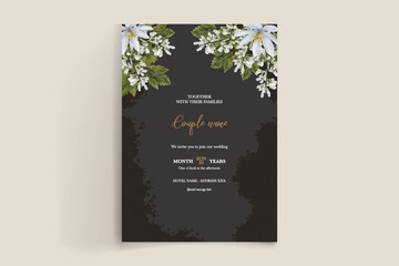 WEDDING INVITATION FRAME WITH FLOWER DECORATIONS WITH FRESH LEAVES