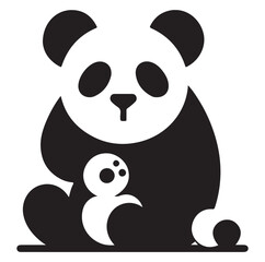Naklejka premium Minimal panda silhouette vector icon on a white background.