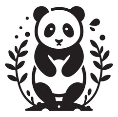 Minimal panda silhouette vector icon on a white background.