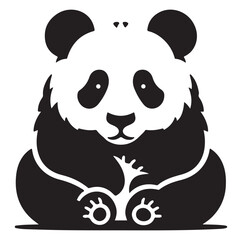 Minimal panda silhouette vector icon on a white background.