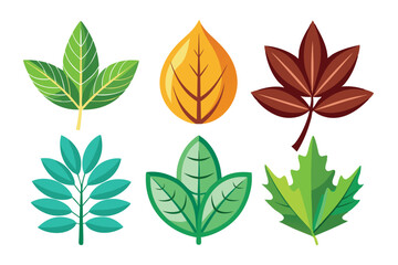 Colorful Leaf Illustrations with Different Shapes and Colors