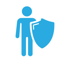 stickman with shield  figure  icon flat design