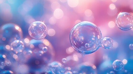 Naklejka premium Bubbles in various sizes creating a whimsical background, organic shapes, playful and detailed