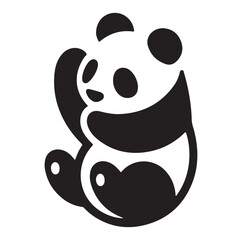 Minimal panda silhouette vector icon on a white background.