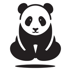 Minimal panda silhouette vector icon on a white background.