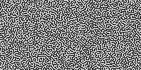 Turing reaction diffusion monochrome seamless pattern with chaotic motion. Linear design with biological shapes. Organic lines in Memphis. abstract truing organic wallpaper background.	
