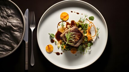 Gourmet Cuisine with Elegant Plating in a Fine Dining Ambience