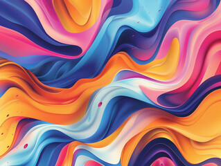 Fototapeta premium A colorful, abstract painting with purple, orange, and blue hues. The painting has a sense of movement and energy, with the colors blending and flowing together in a dynamic way