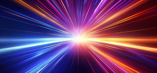 Warp drive portal colourful Sci Fy neon center on dark background