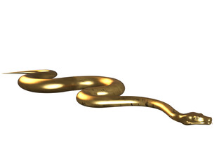 3d rendered illustration of a golden snake isolated on transparent background