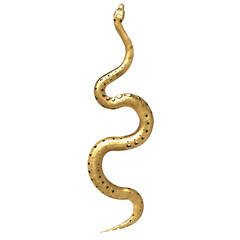3d rendered illustration of a golden snake isolated on transparent background