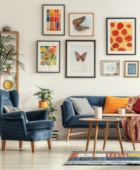 Living room with colorful accents