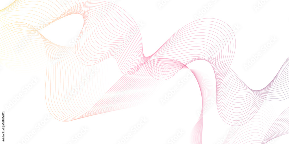 Poster Smooth wave abstract vector background layout design. background image with dynamic curves.Abstract pink gradient futuristic blend waves lines technology background and sound wave on white background.