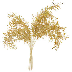 3D rendered illustration of golden branches/flora isolated on transparent background