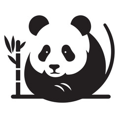 Minimal panda silhouette vector icon on a white background.