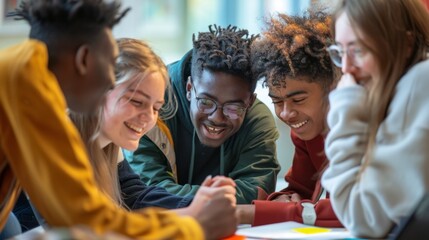 Diverse Group of Students Studying Together.