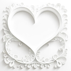 Rahmen in Herzform herzf&ouml;rmig Herz herzlich aus Ornamenten in wei&szlig; freie Fl&auml;che in der Mitte als Vorlage und Hintergrund zur dekorativen Gestaltung Valentin Karten Gr&uuml;&szlig;e Liebe Hochzeit Einladung Danke