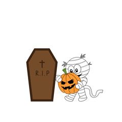 Mummy Walking Bring Halloween pumpkin