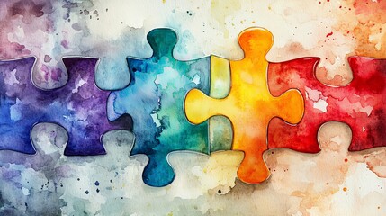 Fototapeta premium Colorful Puzzle Pieces Showcasing Teamwork and Unity