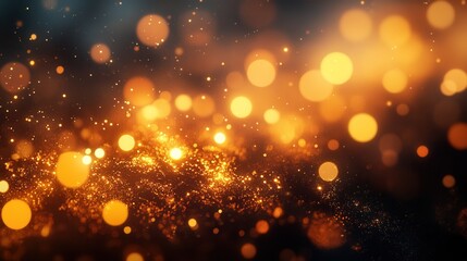 Fototapeta premium Bokeh patterns with golden hues, organic shapes, dreamy and luxurious