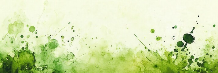 Obraz premium Green Watercolor Splashes on a White Background