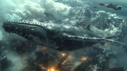 Fototapeta premium A Whale in the Sky: Sci-fi Artwork