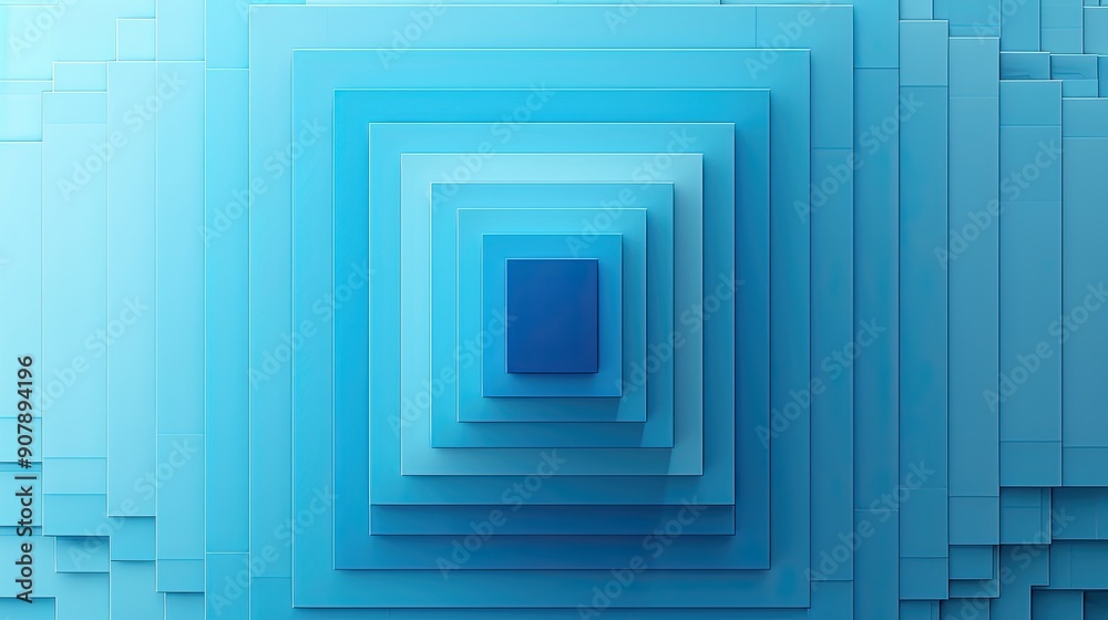 Poster Abstract Composition of Rectangles Forming a Central Blue Shape Surrounded by Gradients