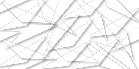 Abstract background with liens and triangles shape on white background. White and grey geometric overlapping rectangle pattern Geometric background soft shadows as patten ..White polygon textured 