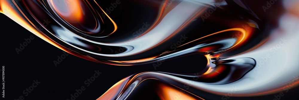 Aufkleber Curved Shapes and Fluid Lines Create Dynamic Composition Against Dark Background in High Definition