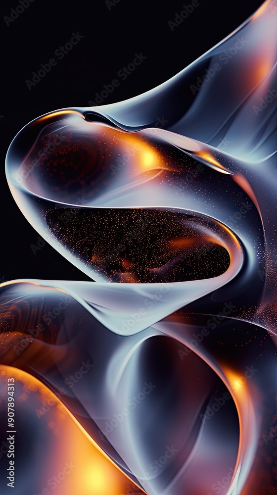 Poster Exploration of Curved Lines in Abstract Composition Displaying Flowing Shapes Against Dark Background