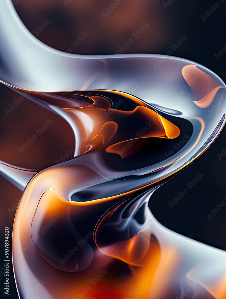 Poster abstract curved shapes flowing gracefully against dark background in high definition
