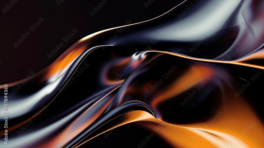 Aufkleber elegant flow of abstract curved shapes against rich dark background in high definition
