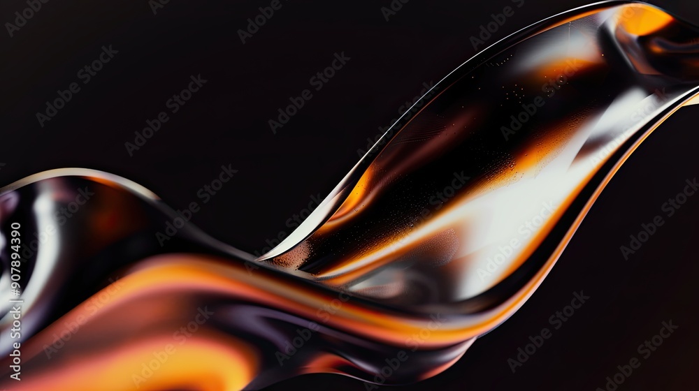 Poster abstract flowing curves against a dark background in high definition photography style