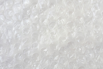 Transparent bubble wrap texture close up 