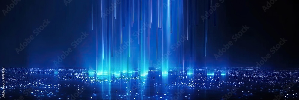 Aufkleber Data Visualization Displaying Vertical Light Columns Against A Dark Background