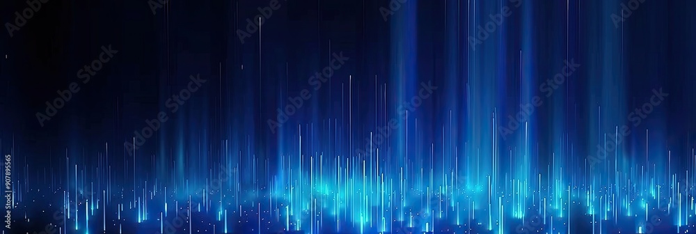 Poster Illuminated Vertical Lines of Light Create Abstract Data Visualization on Dark Background